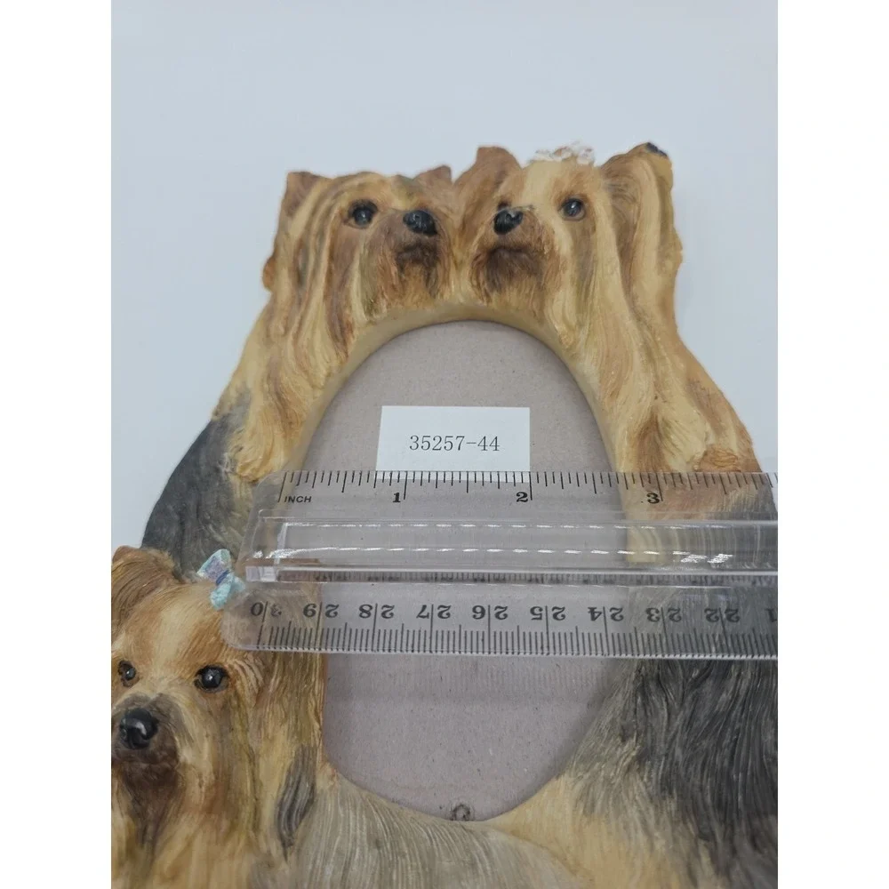 Yorkshire Terrier Trio Photo Frame 3D Adorable Resin Figural Dog Mom Fur Babies